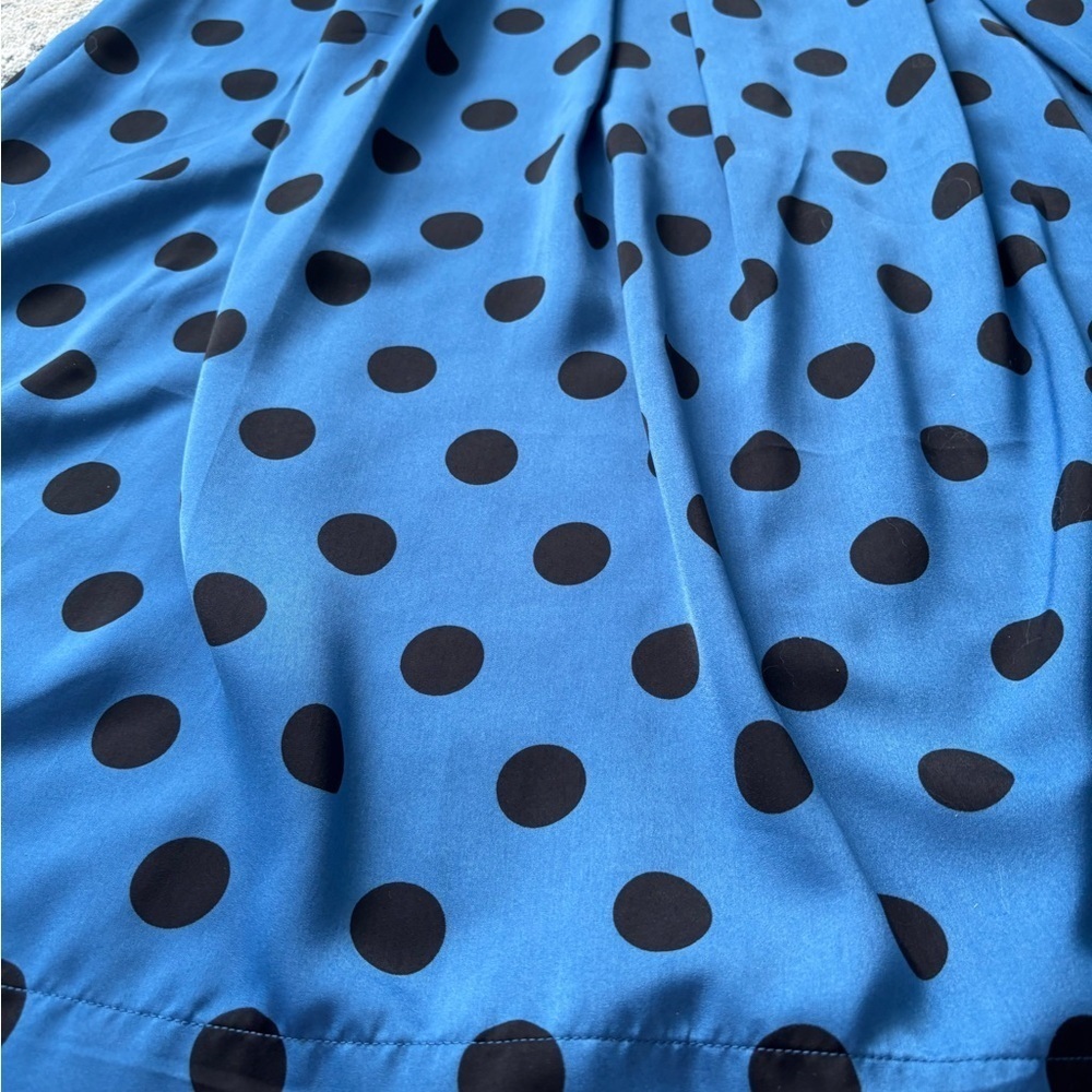 Who What Wear Blue and Black Polka Dot A-Line Skirt - Picture 2 of 8
